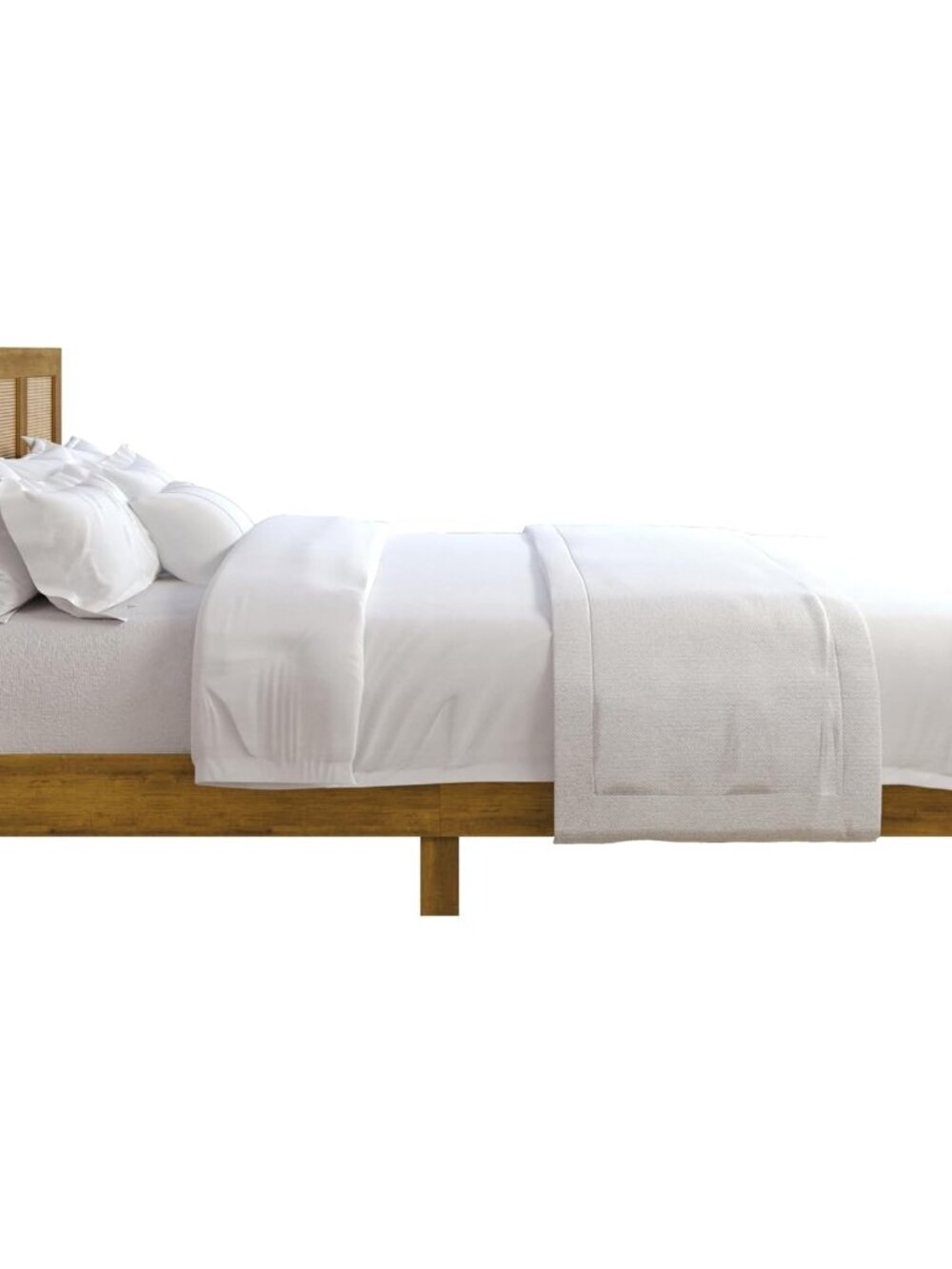 Skokie Full Wood Platform Bed Frame with Rattan Accents – Rustic Solid Wood Desi - Picture 10 of 10